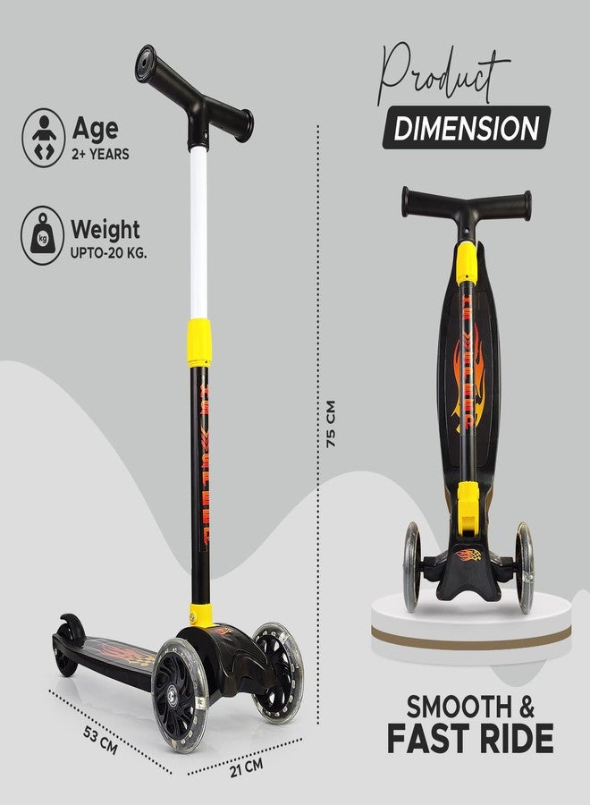 NHR Kick Scooter for Kids - 4 Adjustable Heights, Foldable Green Scooter with LED Light-Up Wheels, Lightweight Skate Scooter for Boys & Girls Ages 3+ (Black) - Image 2